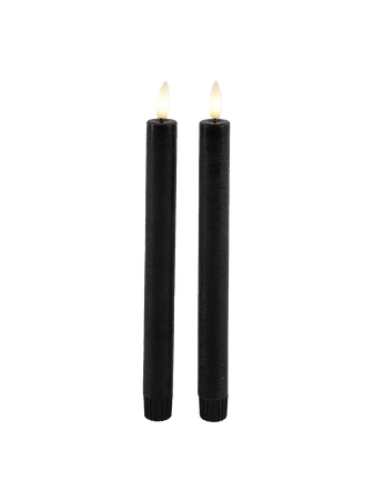 LED-Tafelkerze rustikal 2er-Set "Lyon" Schwarz