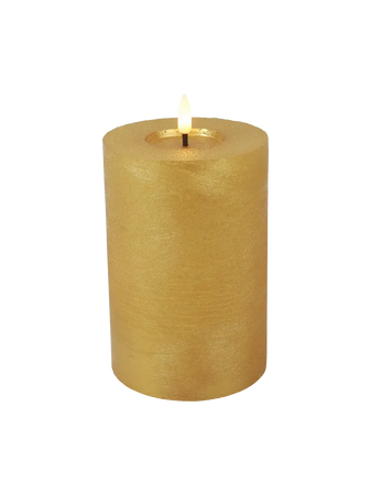 LED-Stumpenkerze rustikal Ø 10 cm "Lyon" Gold