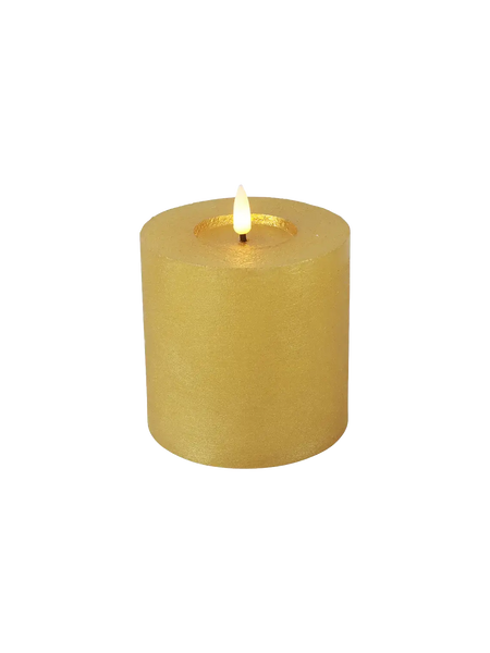 LED-Stumpenkerze rustikal Ø 10 cm "Lyon" Gold