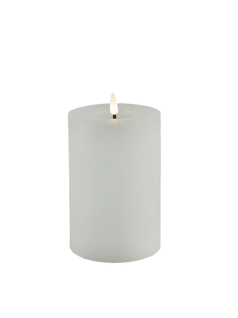 LED-Stumpenkerze rustikal Ø 10 cm "Lyon" Weiß