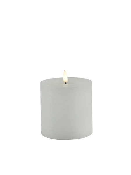 LED-Stumpenkerze rustikal Ø 10 cm "Lyon" Weiß