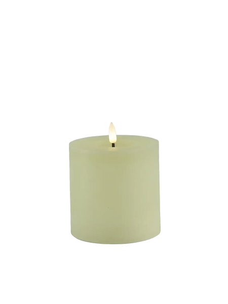 LED-Stumpenkerze rustikal Ø 10 cm "Lyon" Creme