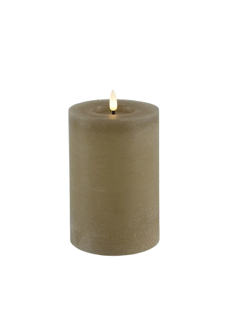 LED-Stumpenkerze rustikal Ø 10 cm "Lyon" Beige