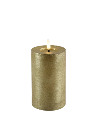 LED-Stumpenkerze rustikal Ø 7,5 cm "Lyon" Gold