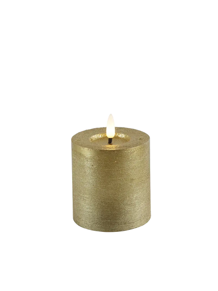 LED-Stumpenkerze rustikal Ø 7,5 cm "Lyon" Gold