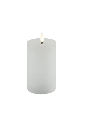 LED-Stumpenkerze rustikal Ø 7,5 cm "Lyon" Weiß