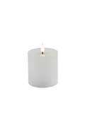 LED-Stumpenkerze rustikal Ø 7,5 cm "Lyon" Weiß