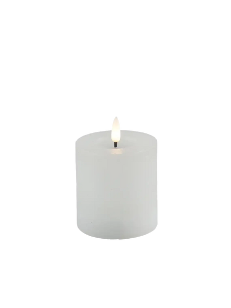 LED-Stumpenkerze rustikal Ø 7,5 cm "Lyon" Weiß