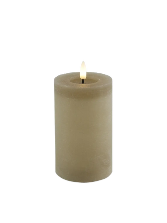 LED-Stumpenkerze rustikal Ø 7,5 cm "Lyon" Beige