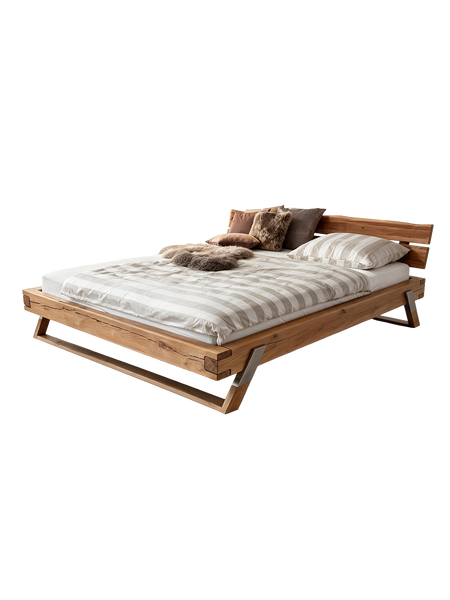 Doppelbett Eiche Rustik, Eiche Massivholz - natur geölt, 180cm Betten LIVING Collection