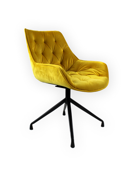 Stuhl | Dreh-Stuhl - Esszimmerstuhl | "Velvet Fleurs" – Gelb - von LIVING online kaufen bei LIVINGforme.