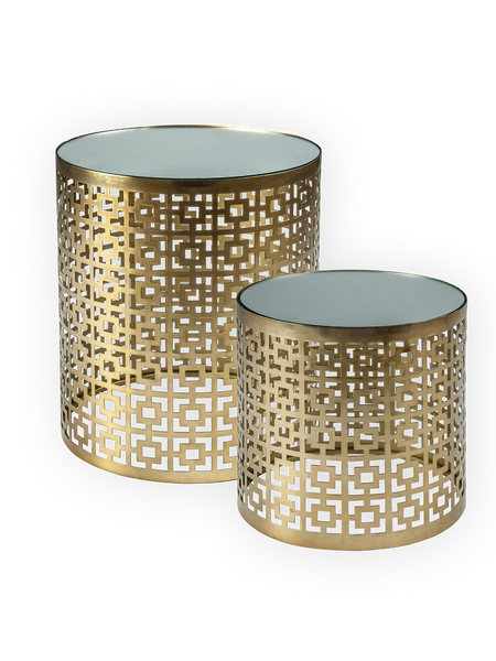 Beistelltische | 2er-Set Beistelltische Mirror, Metall, Spiegeglas - gold - von LIVING online kaufen bei LIVINGforme.