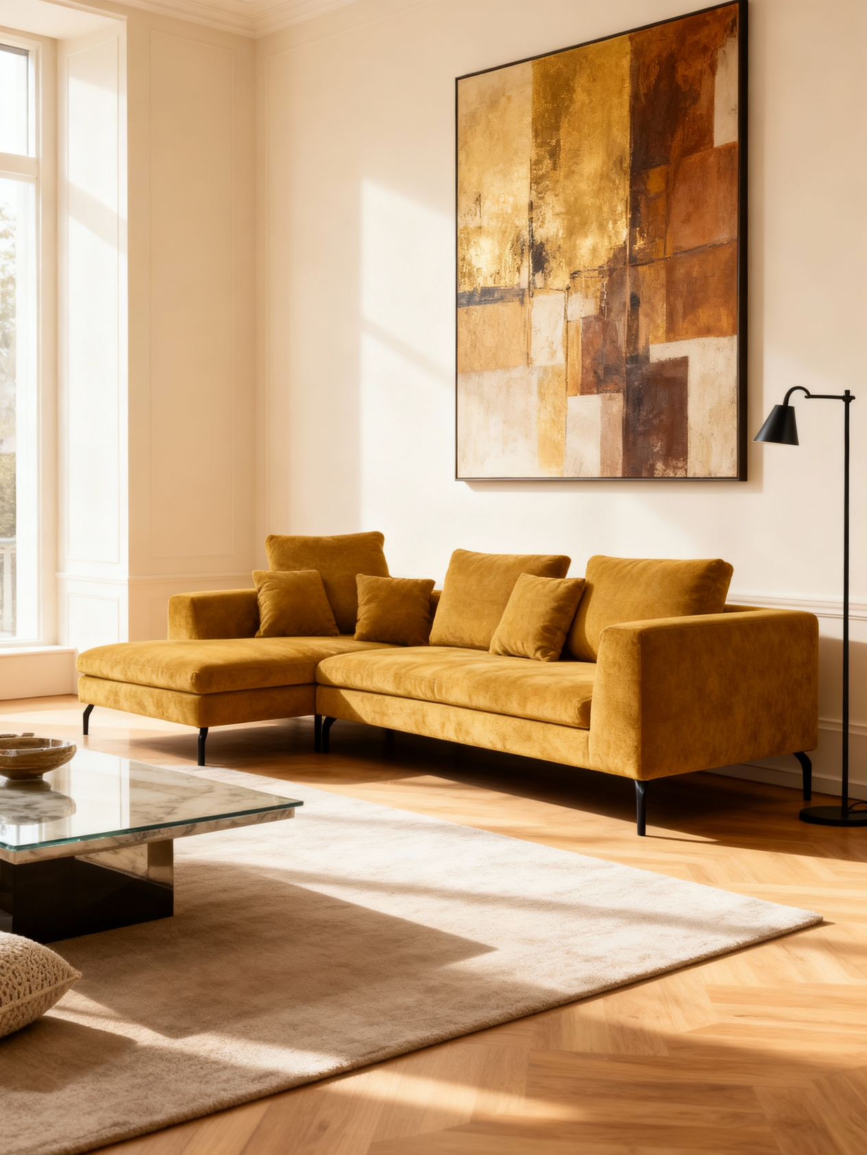 Ecksofa | Ecksofa | "Milano" – gold - von LIVING online kaufen bei LIVINGforme.