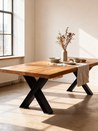 Esstisch | Loft Pur aus Eiche auf Metallbeinen