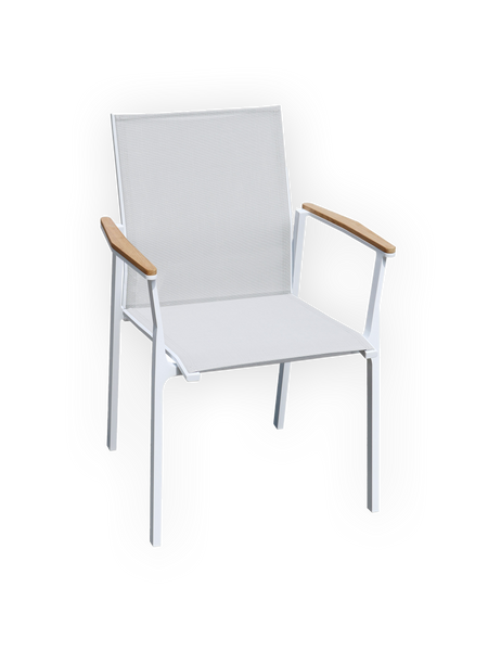 Gartenstuhl | Gartenstuhl Atlantik, Aluminium, weiß, teak, natur - von LIVING online kaufen bei LIVINGforme.