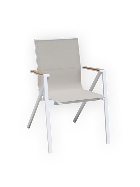Gartenstuhl | Gartenstuhl Atlantik, Aluminium - pur-weiß, teak, natur - von LIVING online kaufen bei LIVINGforme.
