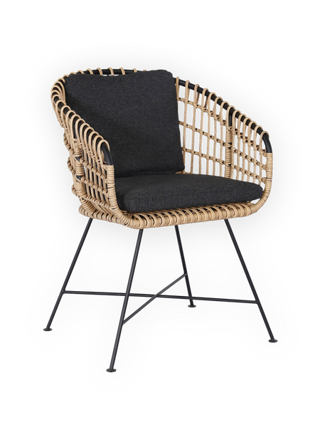 Gartenstuhl | Gartenstuhl Kanpur mit Sitzkissen, Rattan - anthrazit, natur - von LIVING online kaufen bei LIVINGforme.