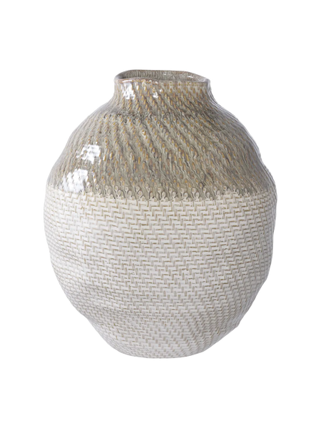 Vase Keramik, weiß/grün Vase Living Nordic