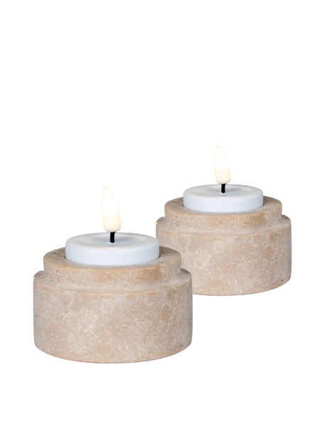 Teelichthalter-Set Travertin, natur Kerzenhalter Living Nordic