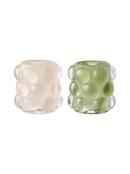 Kerzenhalter-Set Glas, beige/grün Kerzenhalter Living Nordic