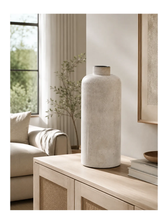 Hou Dekotopf Metall, antik beige – Ø24x60,5 cm Dekotopf Living Nordic