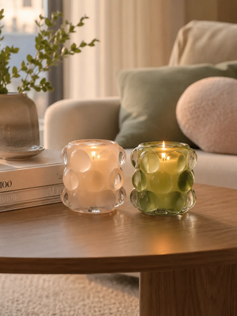 Kerzenhalter-Set Glas, beige/grün Kerzenhalter Living Nordic