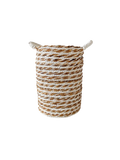 Runder Flechtkorb, Rattan, Natur-Weiß