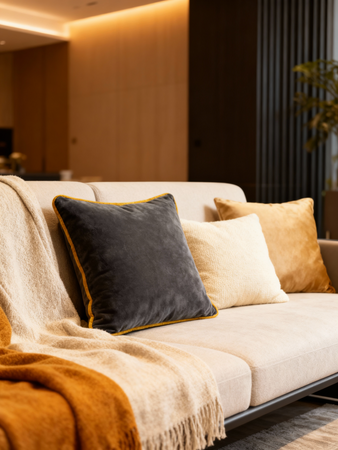 Kissenbezug | Kissenhülle Velours | CORD deepgrey mustard -  von LIVING online kaufen bei LIVINGforme.