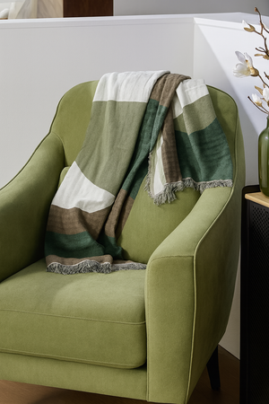 | Laszlo Plaid – Salbei/Elfenbein/Camel, 130 × 170 cm – Lambert - von Lambert online kaufen bei LIVINGforme.