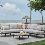 Lounge | Outdoor Ecklounge Hampton mit Tisch, Aluminium, Akazie - natur, grau, anthrazit - von LIVING Collection online kaufen bei LIVINGforme.