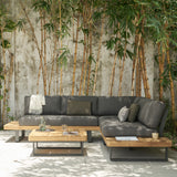 Lounge | Outdoor Ecklounge Bahamas mit Tisch, Akazie - anthrazit, teak - von LIVING Collection online kaufen bei LIVINGforme.