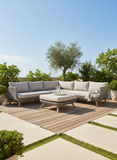 Lounge | Outdoor Ecklounge Ego mit Hocker/Tisch, Wicker - beige, grau - von LIVING Collection online kaufen bei LIVINGforme.