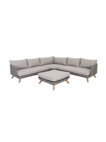 Lounge | Outdoor Ecklounge Ego mit Hocker/Tisch, Wicker - beige, grau - von LIVING Collection online kaufen bei LIVINGforme.