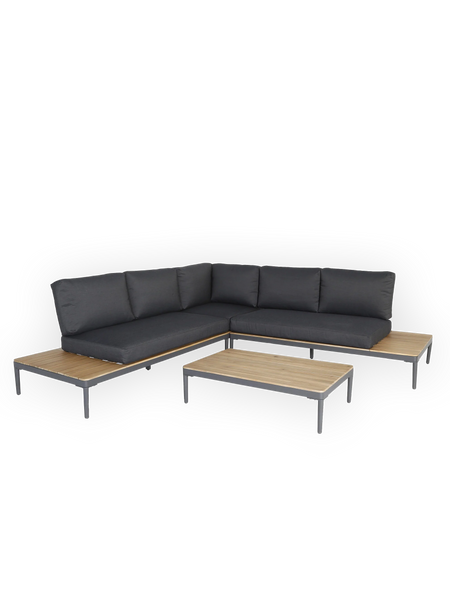 Lounge | Outdoor Ecklounge Göteborg mit Tisch, Akazie - anthrazit, natur - von LIVING online kaufen bei LIVINGforme.