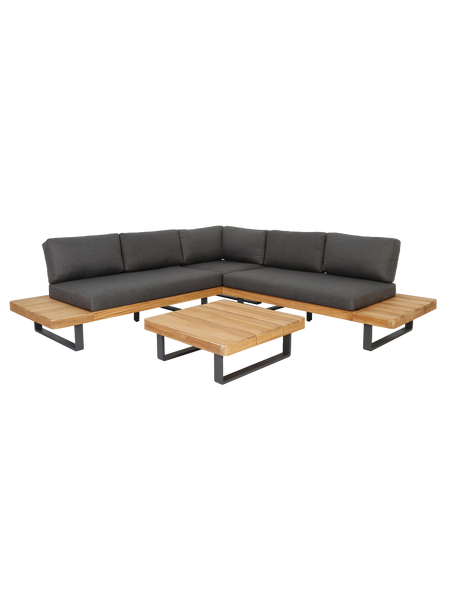 Lounge | Outdoor Ecklounge Bahamas mit Tisch, Akazie - anthrazit, teak - von LIVING Collection online kaufen bei LIVINGforme.