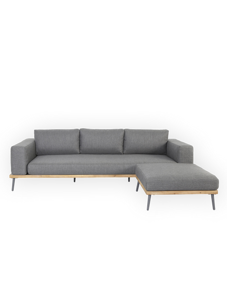 Lounge | Outdoor Lounge mit Hocker „Vive“ – Akazie in Teak-Optik - von LIVING online kaufen bei LIVINGforme.