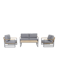 Outdoor Loungeset | Outdoor Loungeset Stone, Aluminium, Akazie - anthrazit, natur (4-teilig)) - von LIVING online kaufen bei LIVINGforme.