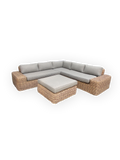 Lounge | Outdoor Ecklounge für 6 Personen – Beach Club Rattan Lounge Set inkl. Tisch & Hocker (natur/hellgrau) - von LIVING online kaufen bei LIVINGforme.