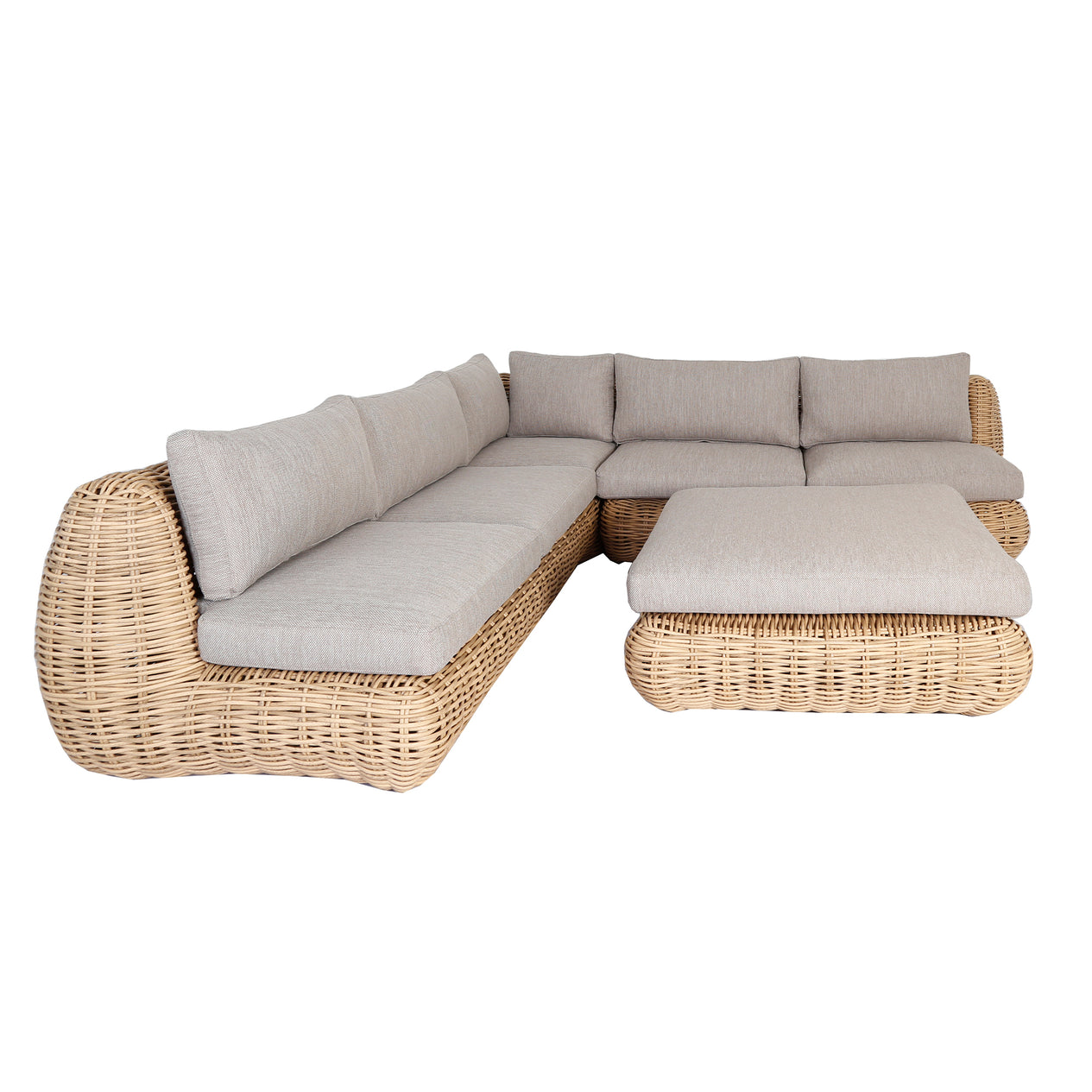Lounge | Outdoor Ecklounge Beach House mit Tisch, Wicker - natur, grau -  von LIVING online kaufen bei LIVINGforme.