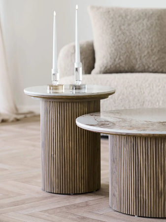 Athens Couchtisch Tischplatte aus Keramik, weiß/braun Couchtisch Living Nordic