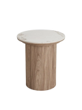 Athens Couchtisch Tischplatte aus Keramik, weiß/braun Couchtisch Living Nordic Ø45x50 cm