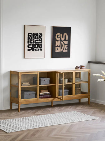 Zamora Sideboard Eiche/Eichenfurnier/Sicherheitsglas Sideboard Living Nordic