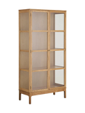Zamora Schrank Schrank Living Nordic 90x40x180 cm Eiche/Eichenfurnier/Sicherheitsglas, natur