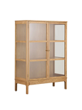 Zamora Schrank Schrank Living Nordic 90x40x126 cm Eiche/Eichenfurnier/Sicherheitsglas, natur