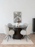 Lana Esszimmerstuhl Bouclé, sand, graue Beine Esszimmerstuhl Living Nordic