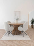 Lana Esszimmerstuhl Bouclé, sand, graue Beine Esszimmerstuhl Living Nordic