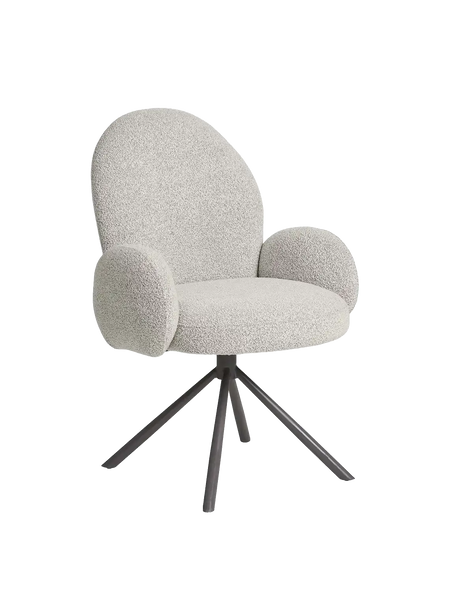 Lana Esszimmerstuhl Bouclé, sand, graue Beine Esszimmerstuhl Living Nordic