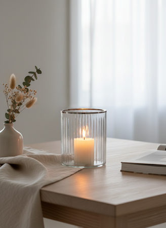 Windlicht | Glas mit Platinrand 15x13