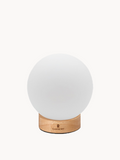 Tischleuchte | Ballee LED Leuchte mit Holzfuß & Glaszylinder – Varianten Hell & Dunkel, 16 cm - Holzfarbe von LIVING Collection online kaufen bei LIVINGforme.