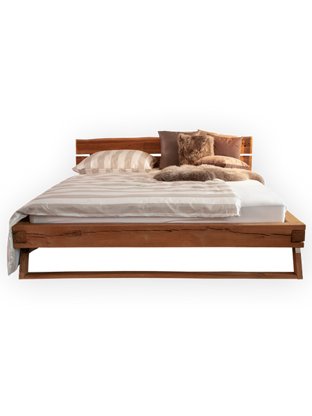 Betten | Doppelbett Eiche Rustik, Eiche Massivholz - natur geölt, 180cm - von LIVING online kaufen bei LIVINGforme.